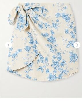 Agua by Agua Bendita Cream and Blue Floral Wrap Swim Coverup